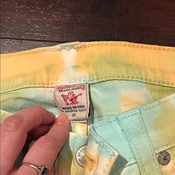 True Religion Multicolor Tie-Dye Women's Cropped Jeans - Picture 2 of 3
